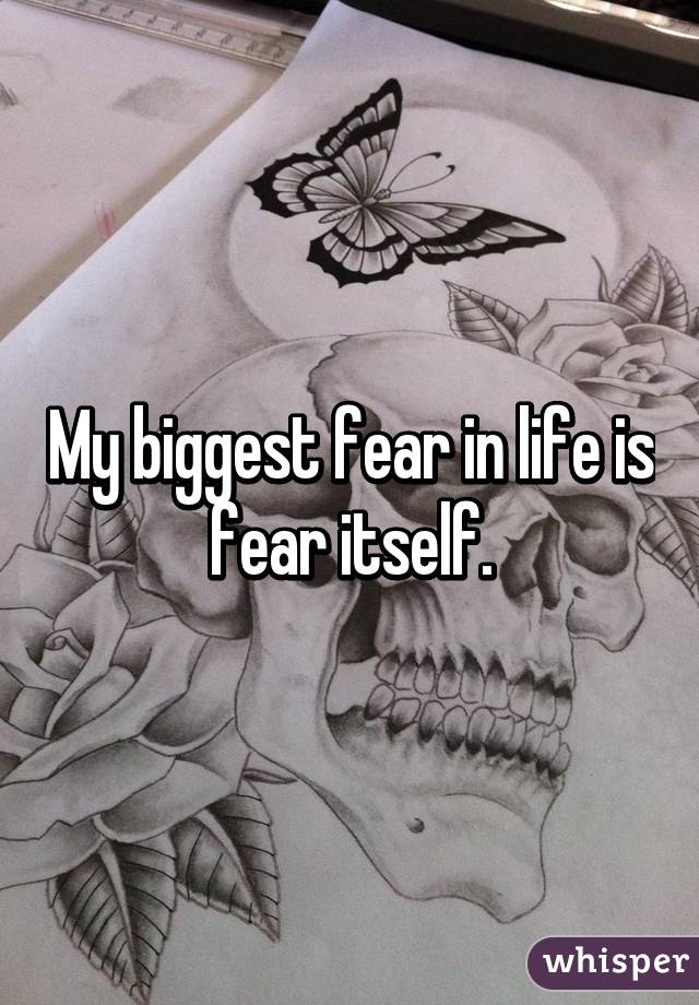 My biggest fear in life is fear itself.