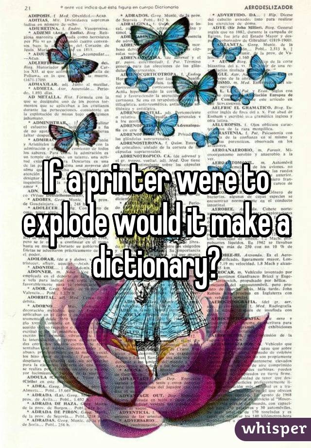 If a printer were to explode would it make a dictionary?