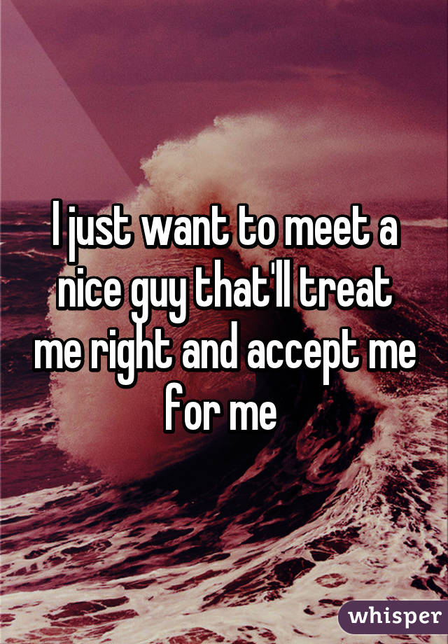 I just want to meet a nice guy that'll treat me right and accept me for me 