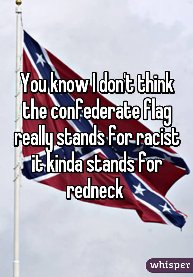 You know I don't think the confederate flag really stands for racist it kinda stands for redneck 