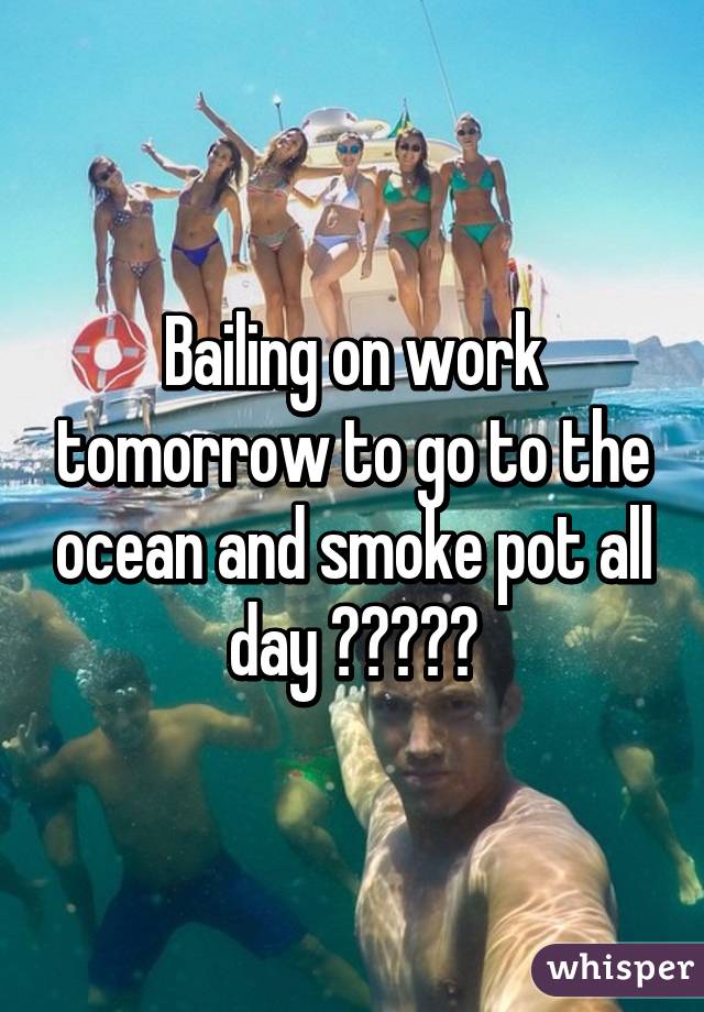 Bailing on work tomorrow to go to the ocean and smoke pot all day 👌☺️💁🐬