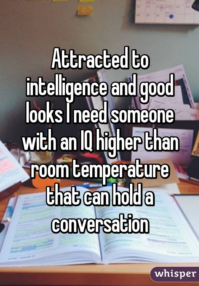 Attracted to intelligence and good looks I need someone with an IQ higher than room temperature that can hold a conversation