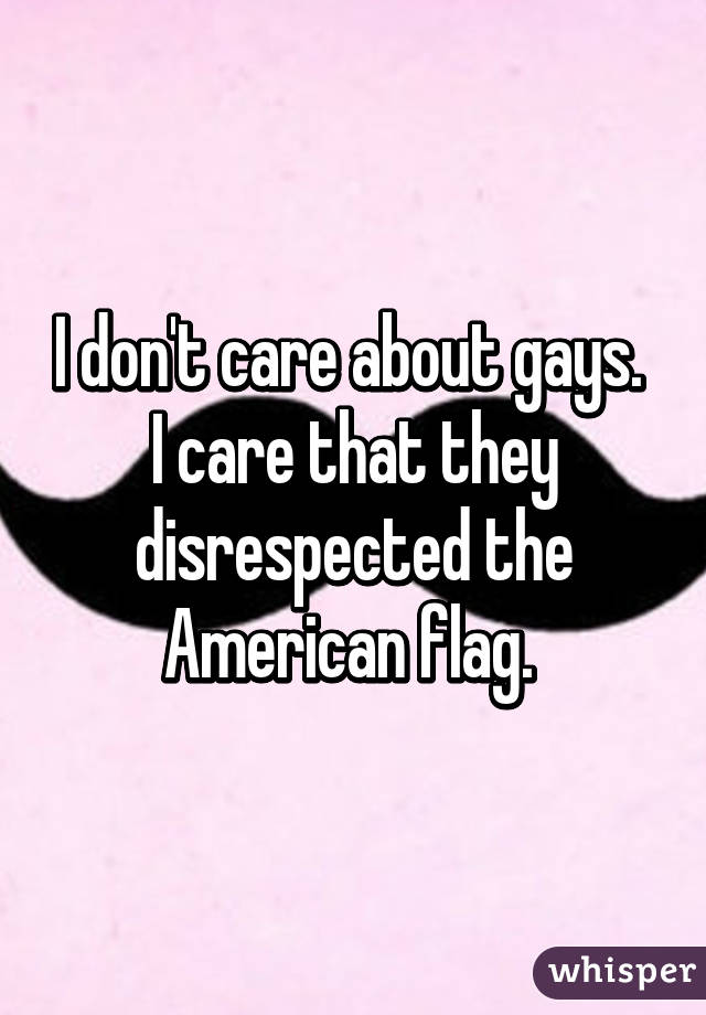 I don't care about gays.  I care that they disrespected the American flag. 