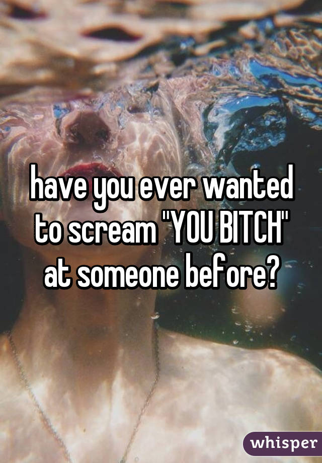 have you ever wanted to scream "YOU BITCH" at someone before?