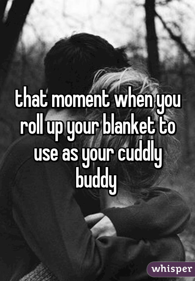 that moment when you roll up your blanket to use as your cuddly buddy 