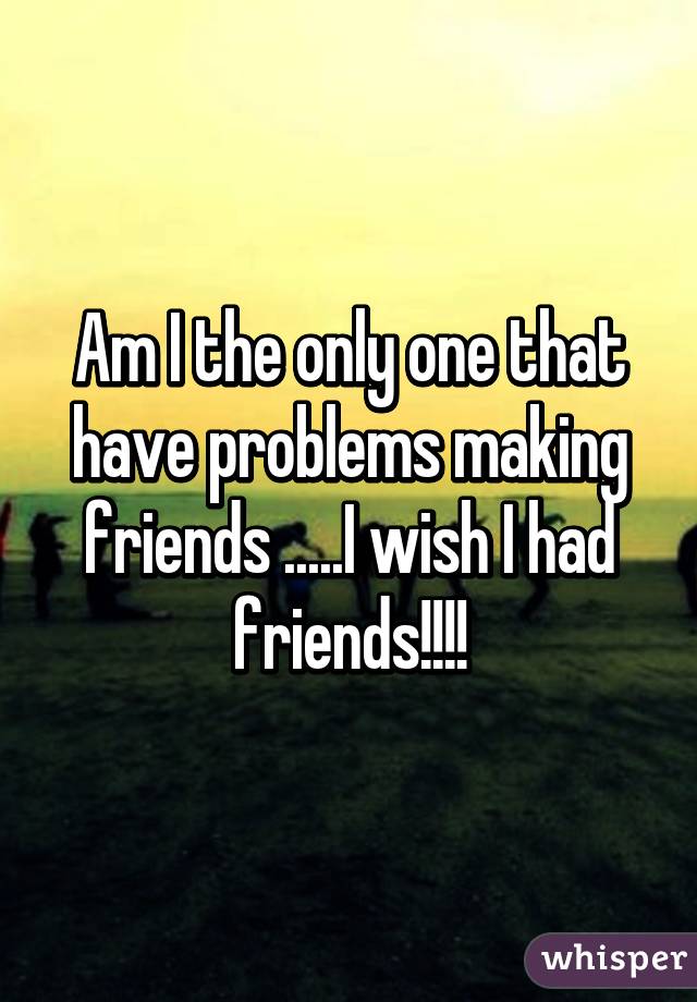 Am I the only one that have problems making friends .....I wish I had friends!!!!