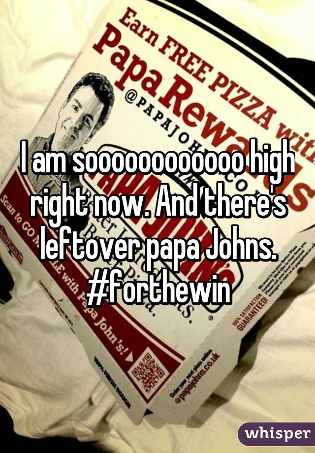 I am soooooooooooo high right now. And there's leftover papa Johns. #forthewin