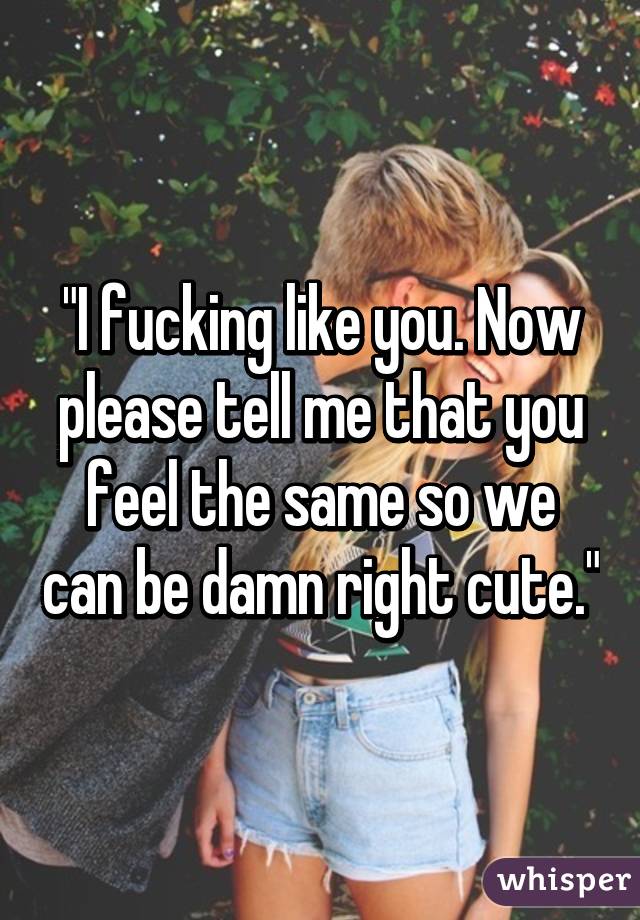 "I fucking like you. Now please tell me that you feel the same so we can be damn right cute."