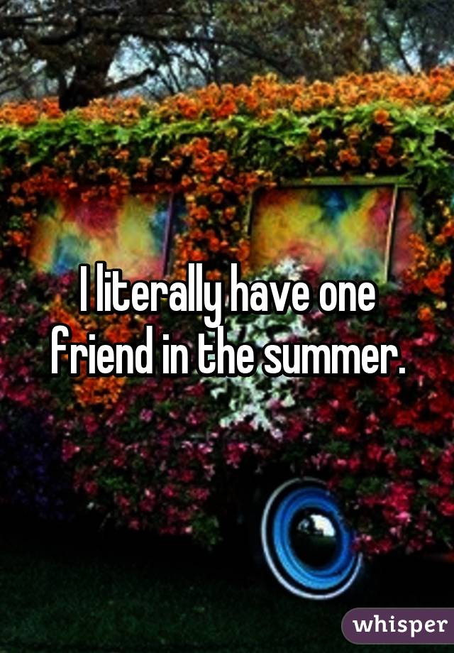 I literally have one friend in the summer.