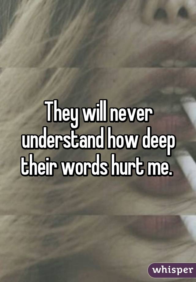 They will never understand how deep their words hurt me. 