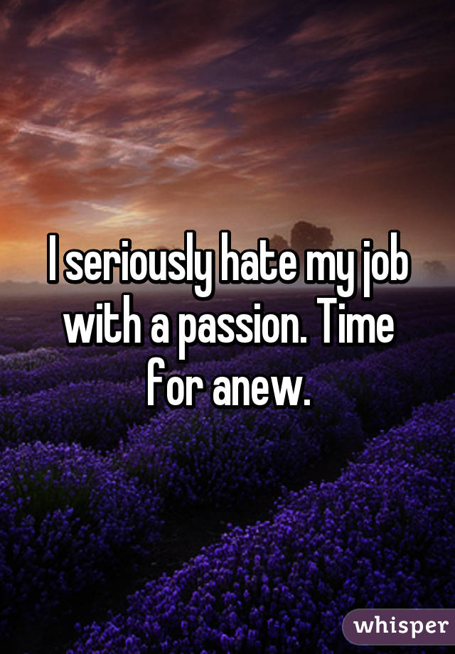 I seriously hate my job with a passion. Time for anew.