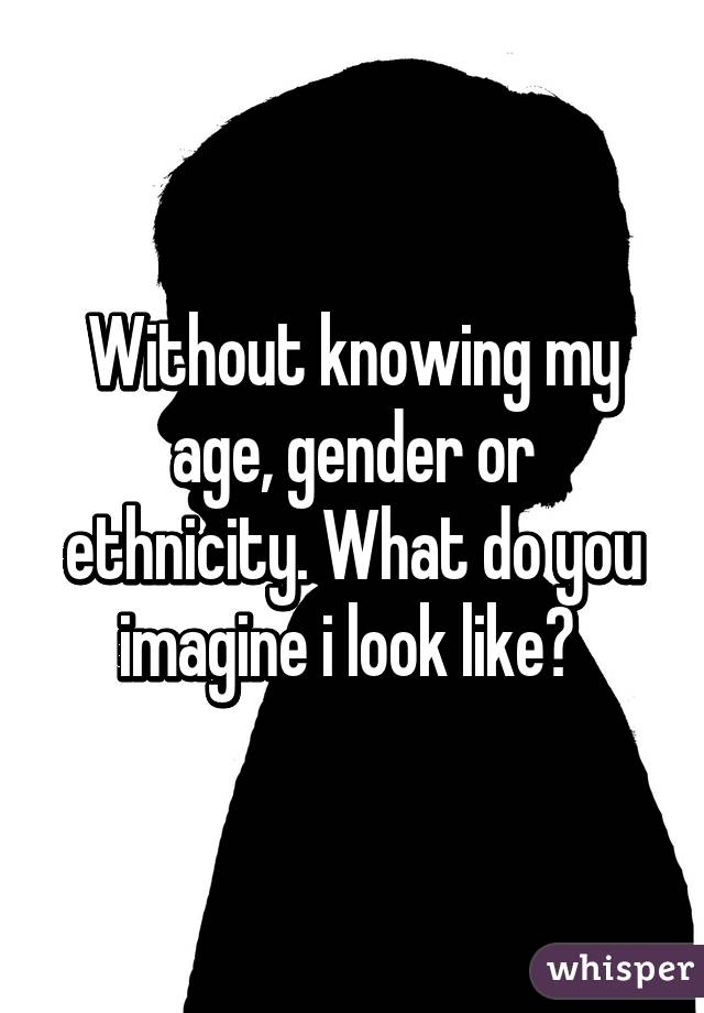 Without knowing my age, gender or ethnicity. What do you imagine i look like? 