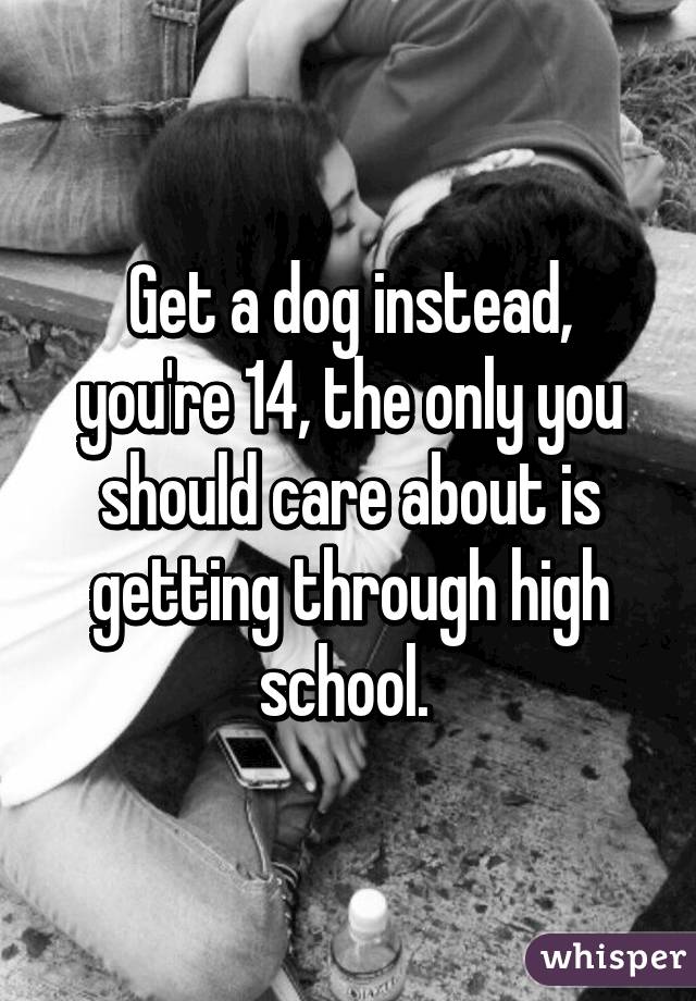 Get a dog instead, you're 14, the only you should care about is getting through high school. 