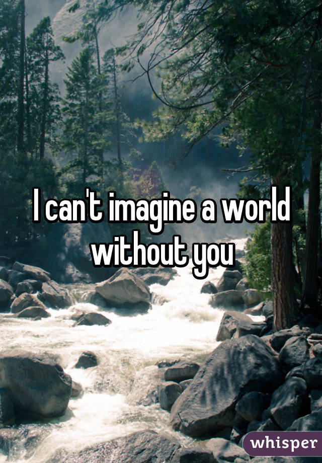 I can't imagine a world without you
