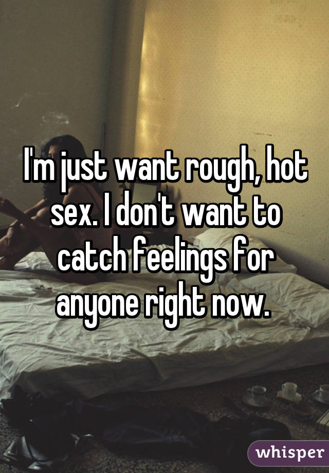 I'm just want rough, hot sex. I don't want to catch feelings for anyone right now. 