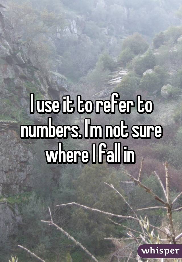 I use it to refer to numbers. I'm not sure where I fall in 