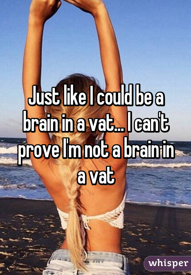 Just like I could be a brain in a vat... I can't prove I'm not a brain in a vat