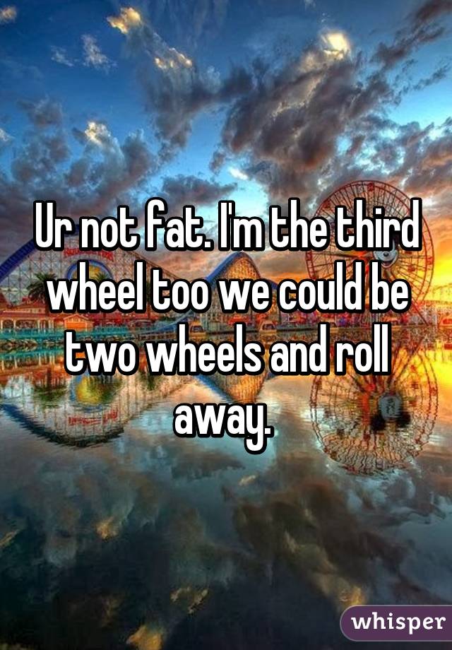 Ur not fat. I'm the third wheel too we could be two wheels and roll away. 