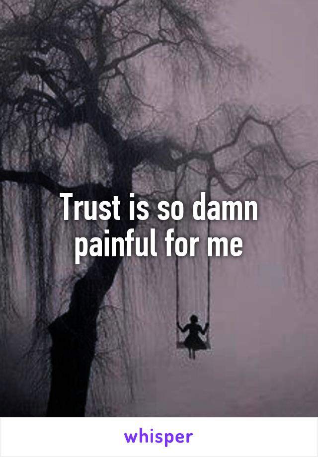 Trust is so damn painful for me