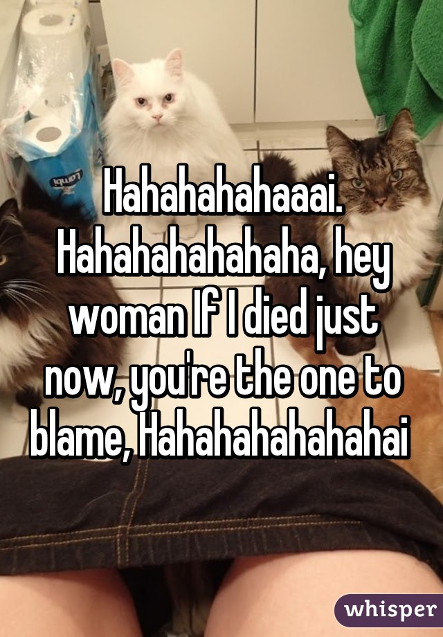 Hahahahahaaai. Hahahahahahaha, hey woman If I died just now, you're the one to blame, Hahahahahahahai 