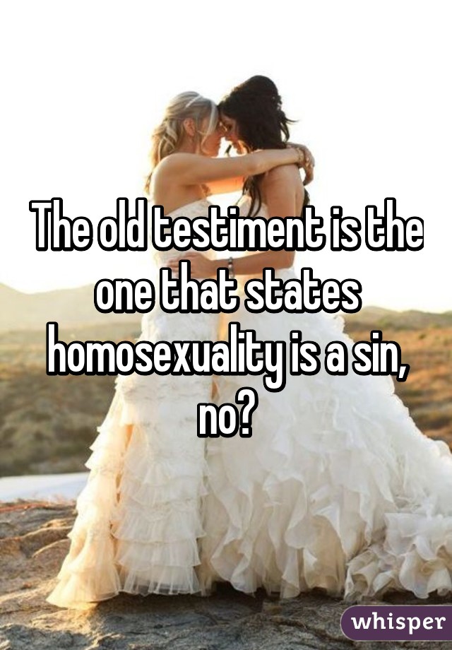 The old testiment is the one that states homosexuality is a sin, no?