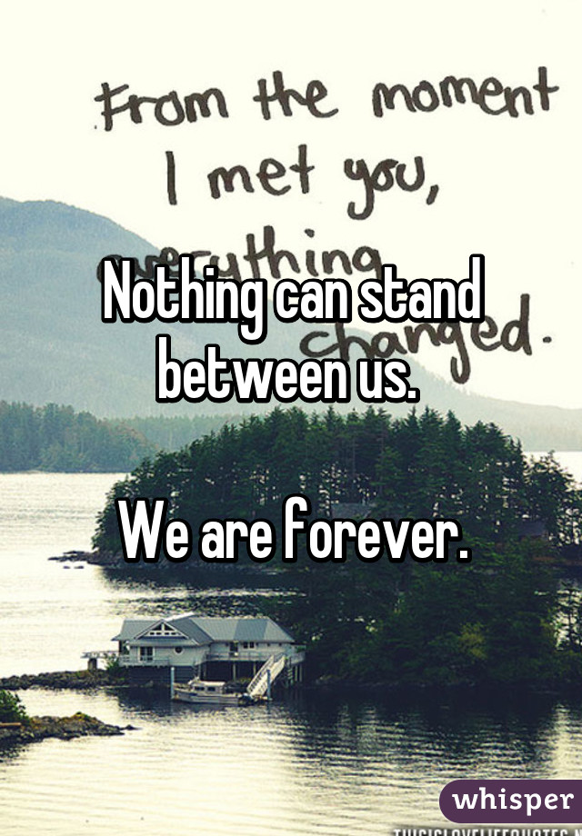 Nothing can stand between us. 

We are forever.