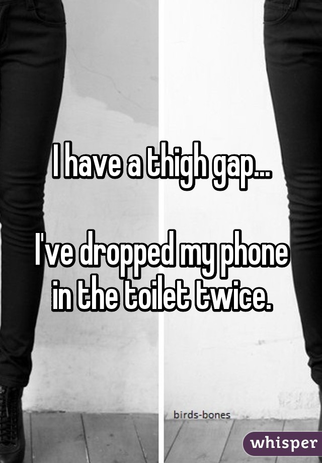 I have a thigh gap...

I've dropped my phone in the toilet twice.