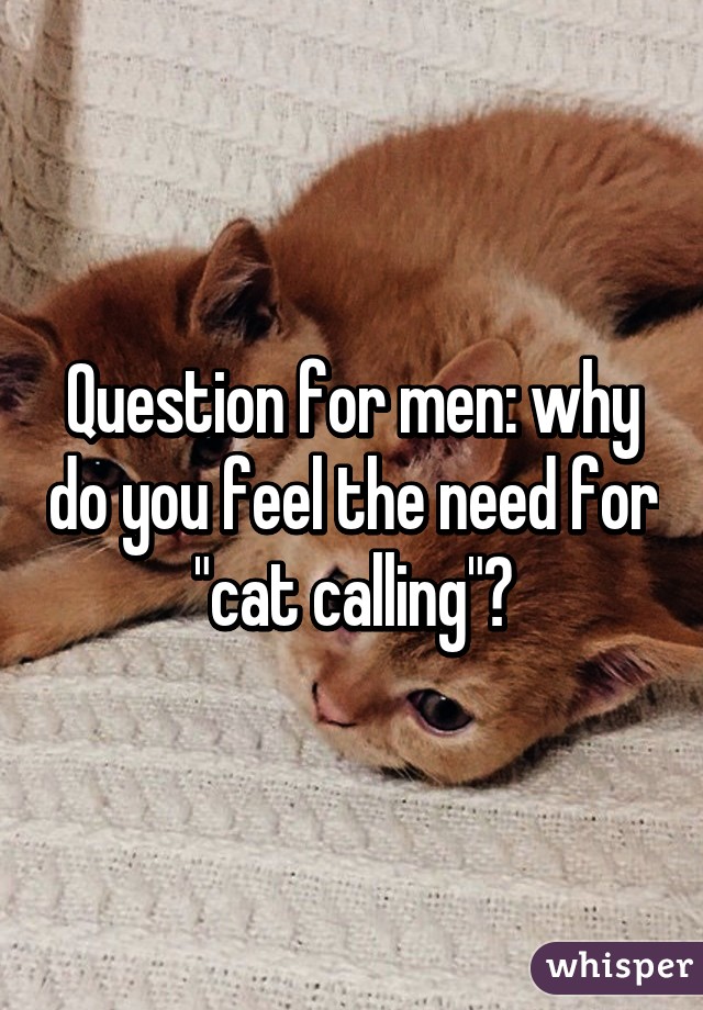 Question for men: why do you feel the need for "cat calling"?