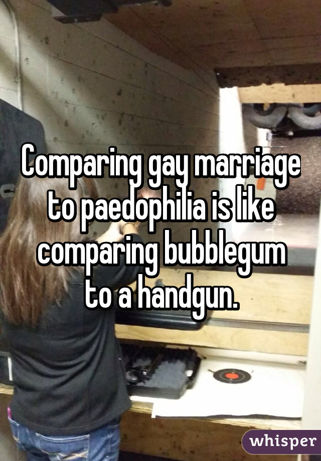 Comparing gay marriage to paedophilia is like comparing bubblegum to a handgun.