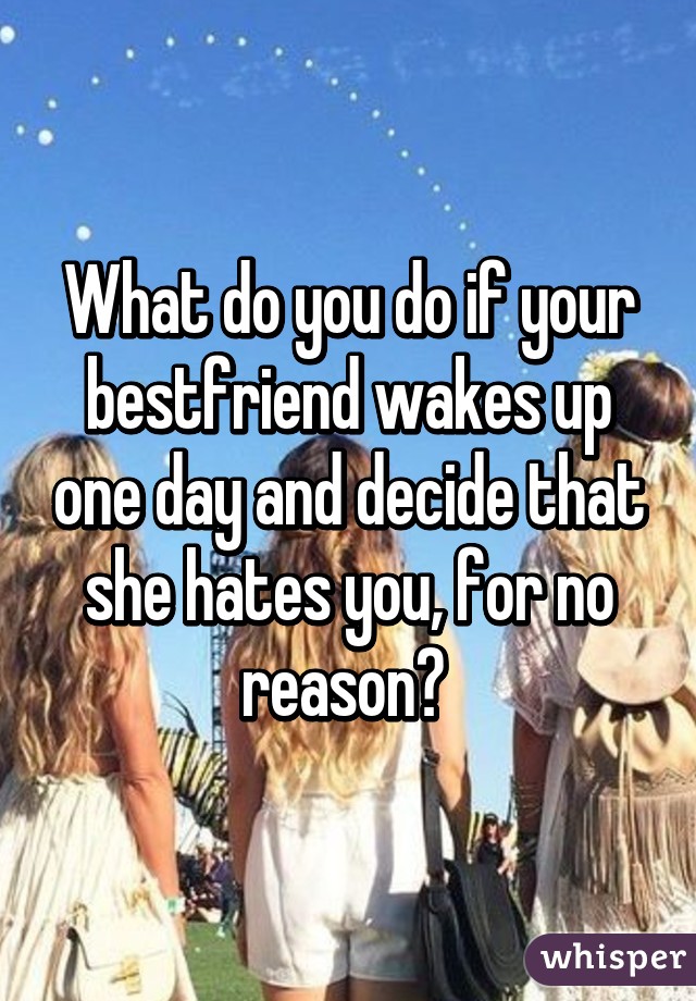 What do you do if your bestfriend wakes up one day and decide that she hates you, for no reason? 