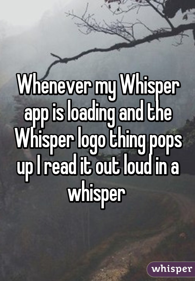 Whenever my Whisper app is loading and the Whisper logo thing pops up I read it out loud in a whisper 