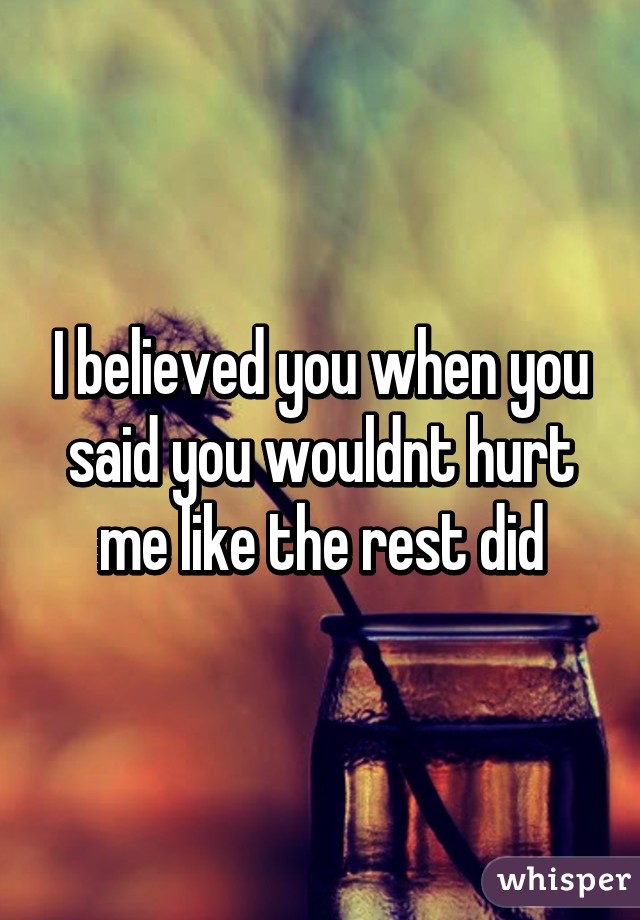 I believed you when you said you wouldnt hurt me like the rest did