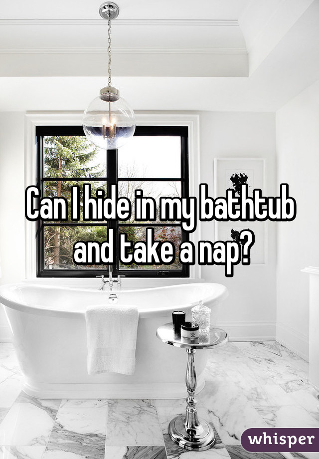 Can I hide in my bathtub
 and take a nap?