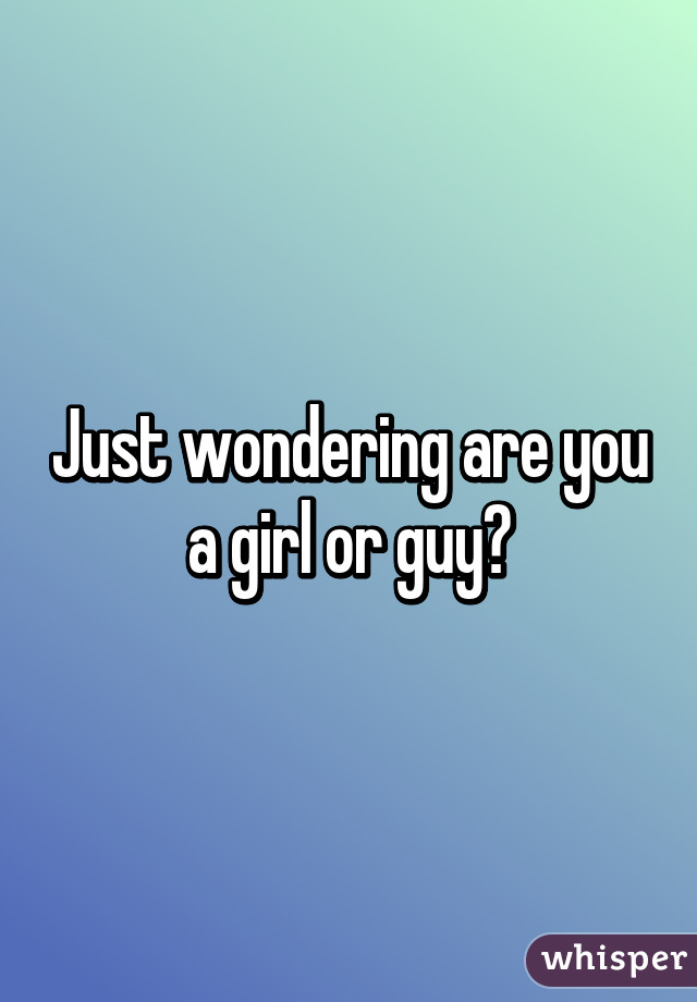 Just wondering are you a girl or guy?