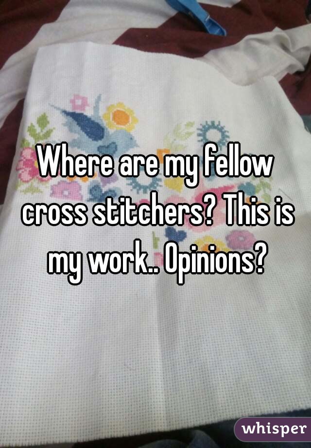 Where are my fellow cross stitchers? This is my work.. Opinions?