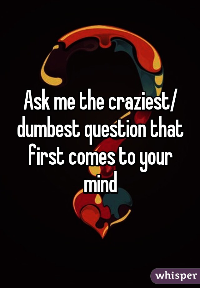 Ask me the craziest/ dumbest question that first comes to your mind