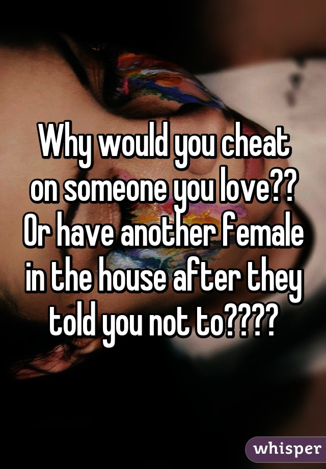 Why would you cheat on someone you love?? Or have another female in the house after they told you not to????