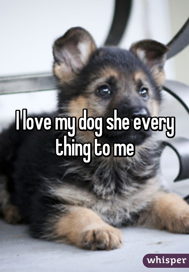 I love my dog she every thing to me