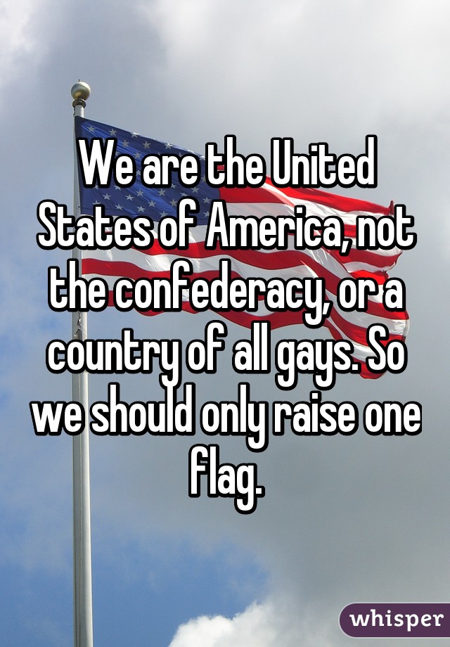 We are the United States of America, not the confederacy, or a country of all gays. So we should only raise one flag.