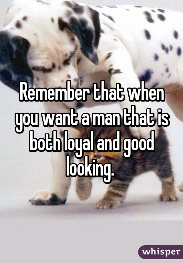 Remember that when you want a man that is both loyal and good looking. 
