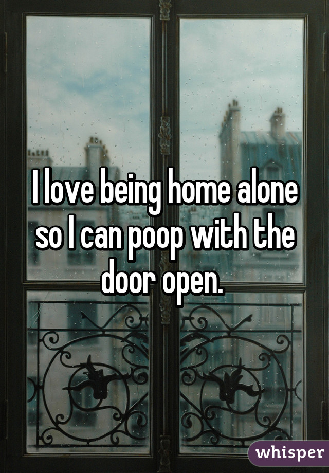 I love being home alone so I can poop with the door open. 