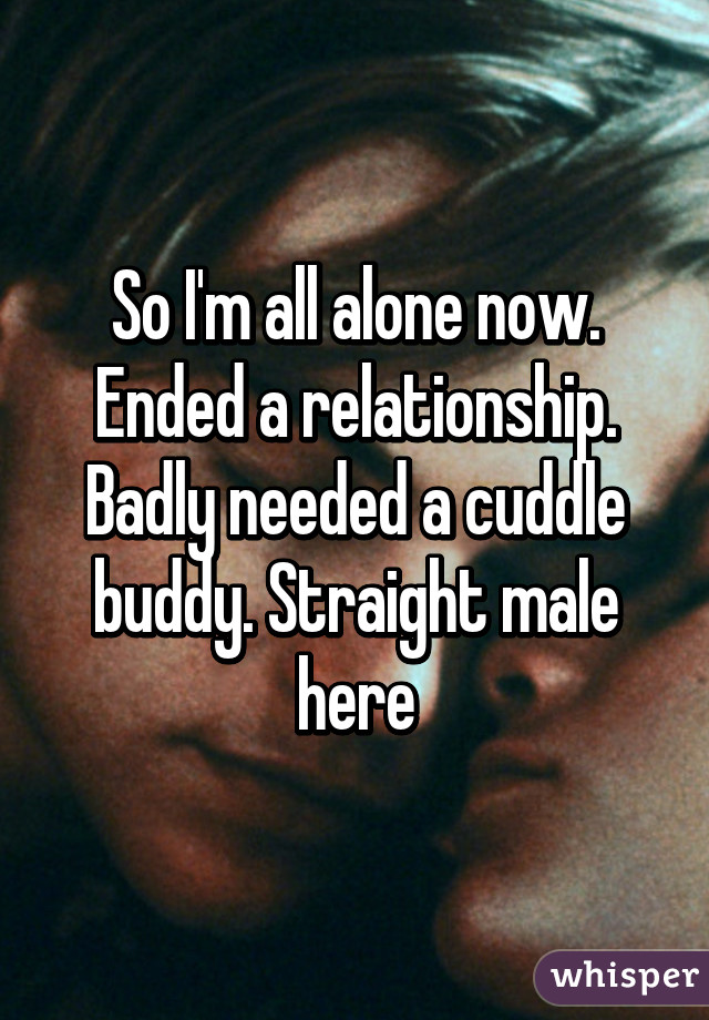 So I'm all alone now. Ended a relationship. Badly needed a cuddle buddy. Straight male here