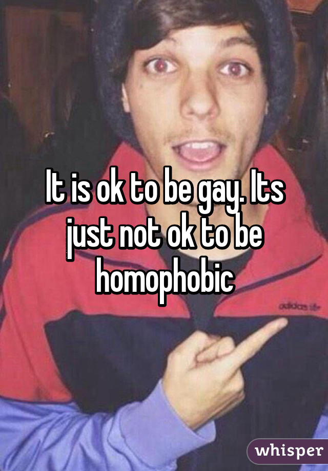 It is ok to be gay. Its just not ok to be homophobic