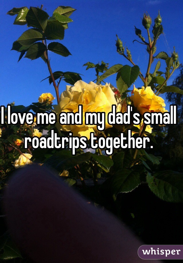 I love me and my dad's small roadtrips together.