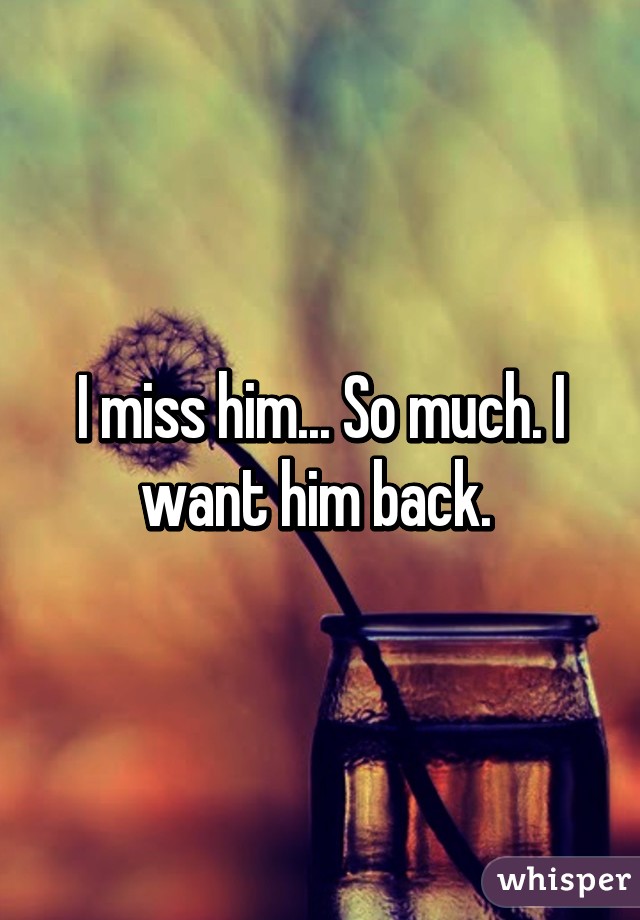 I miss him... So much. I want him back. 