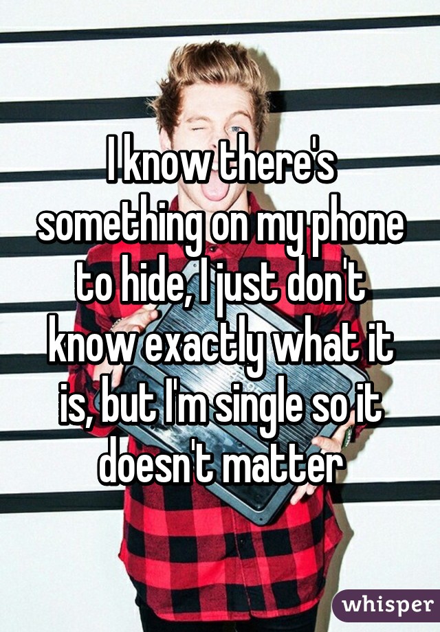 I know there's something on my phone to hide, I just don't know exactly what it is, but I'm single so it doesn't matter