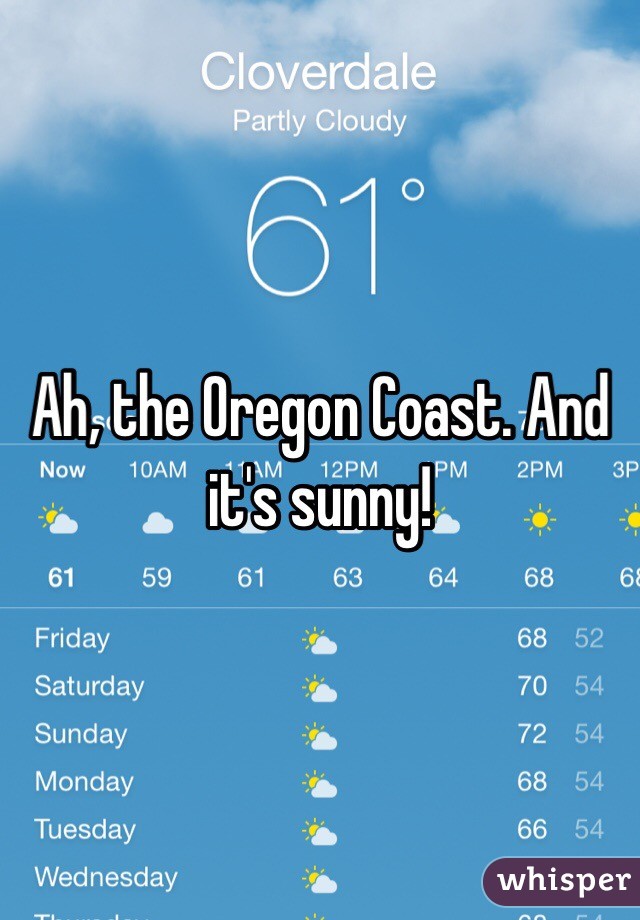 Ah, the Oregon Coast. And it's sunny!