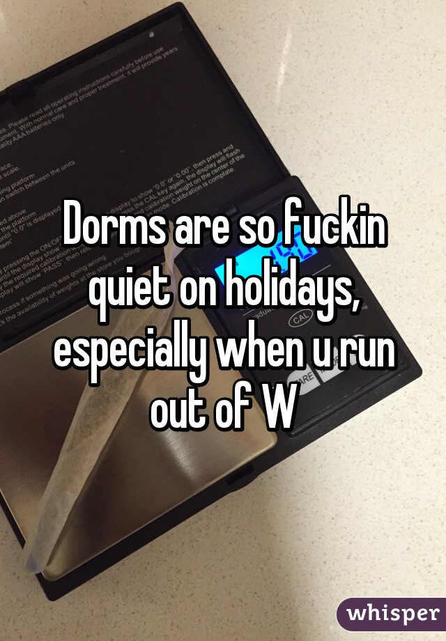 Dorms are so fuckin quiet on holidays, especially when u run out of W