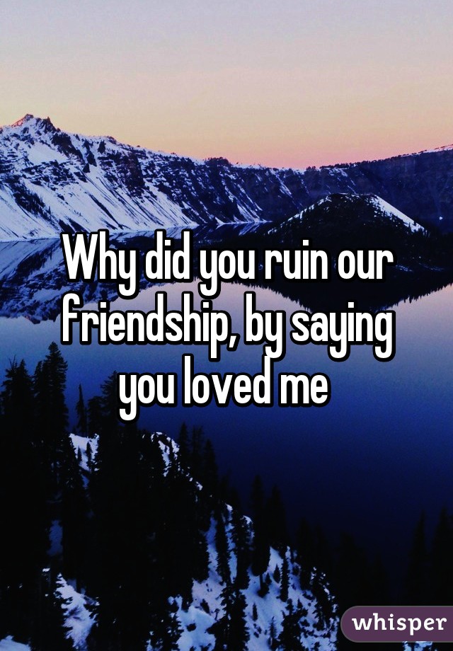 Why did you ruin our friendship, by saying you loved me 