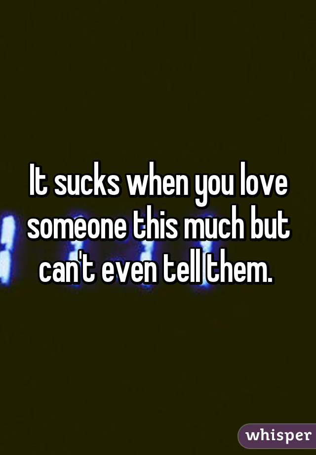 It sucks when you love someone this much but can't even tell them. 